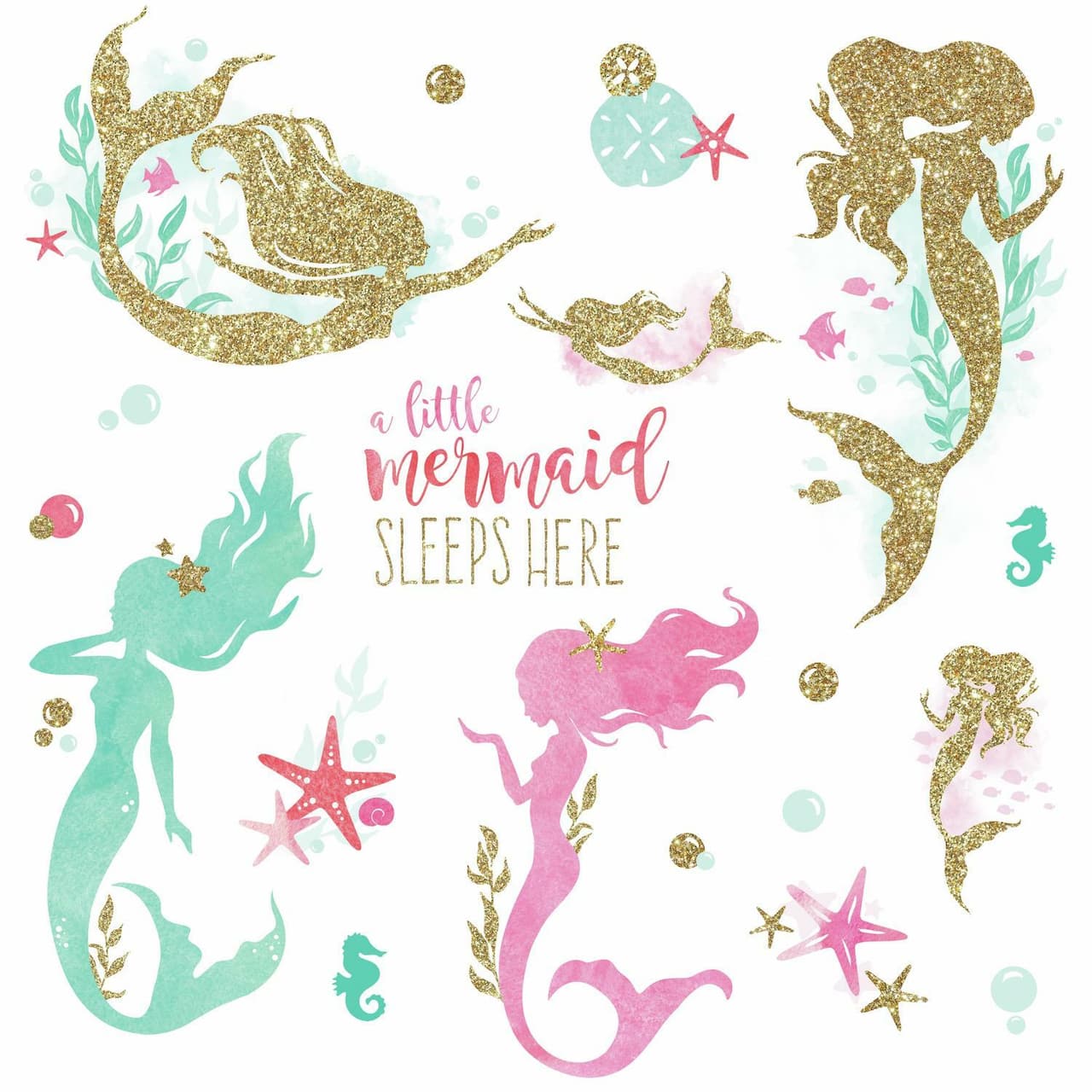 RoomMates Glitter Mermaid Peel & Stick Wall Decals